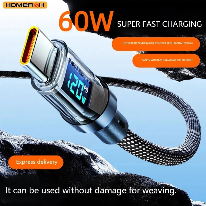 USB-C Super Fast Charging Cable with Digital Display