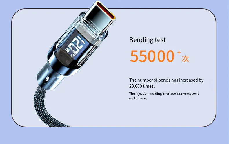 USB-C Super Fast Charging Cable with Digital Display