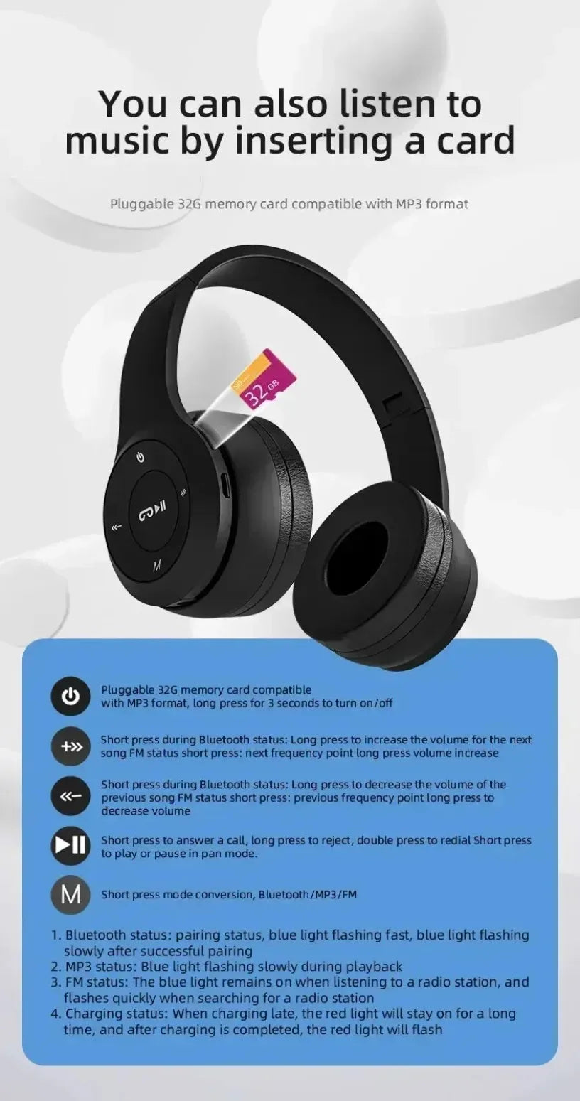 P47 Headset 5.0 Bluetooth Headset Folding