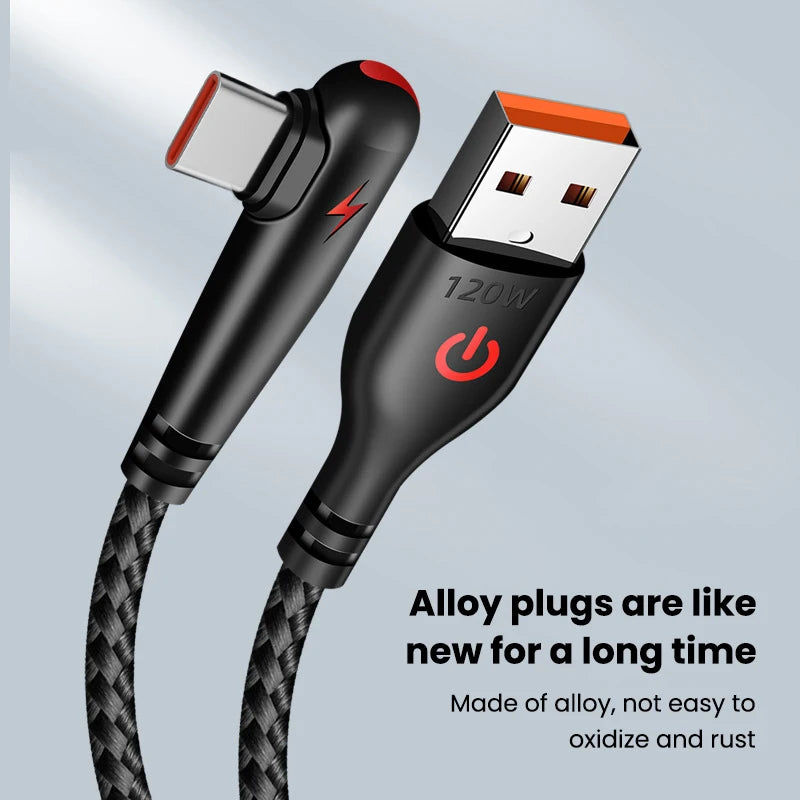 90 Degree 120W USB To Type-C